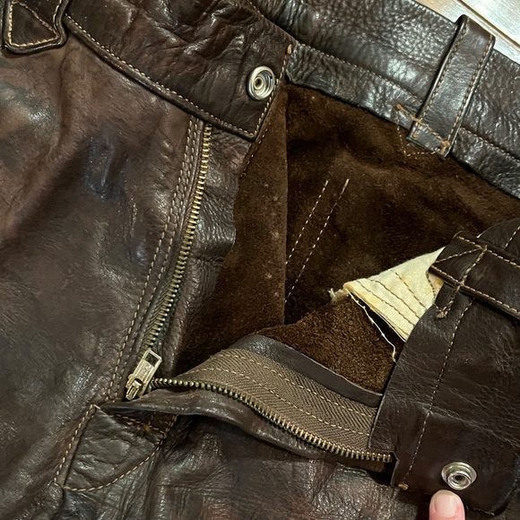Vintage 60s Brown Leather Flare Pants 33 x 32” - Picture 5 of 16